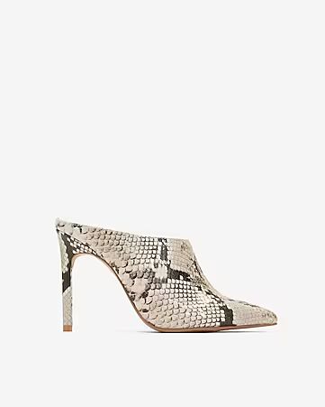 Snakeskin Print Pointed Toe Mules | Express