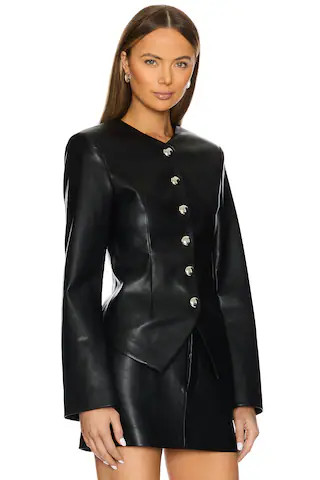SEROYA Gloria Faux Leather Jacket in Black from Revolve.com | Revolve Clothing (Global)