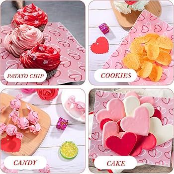 150 Pieces Valentine's Day Wax Paper Sheets for Food Heart Wrap Paper Grease Resistant Paper Line... | Amazon (US)