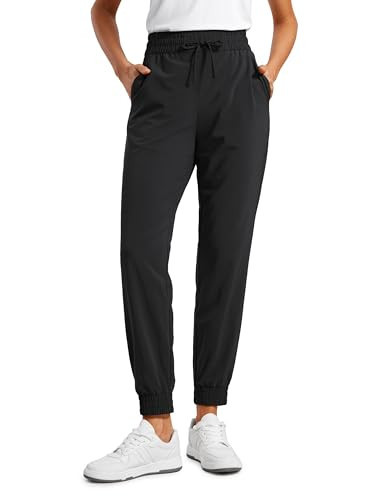 CRZ YOGA Lightweight Joggers for Women Workout Athletic Casual Lounge Travel Pants with Pockets Summer Black Medium | Amazon (US)