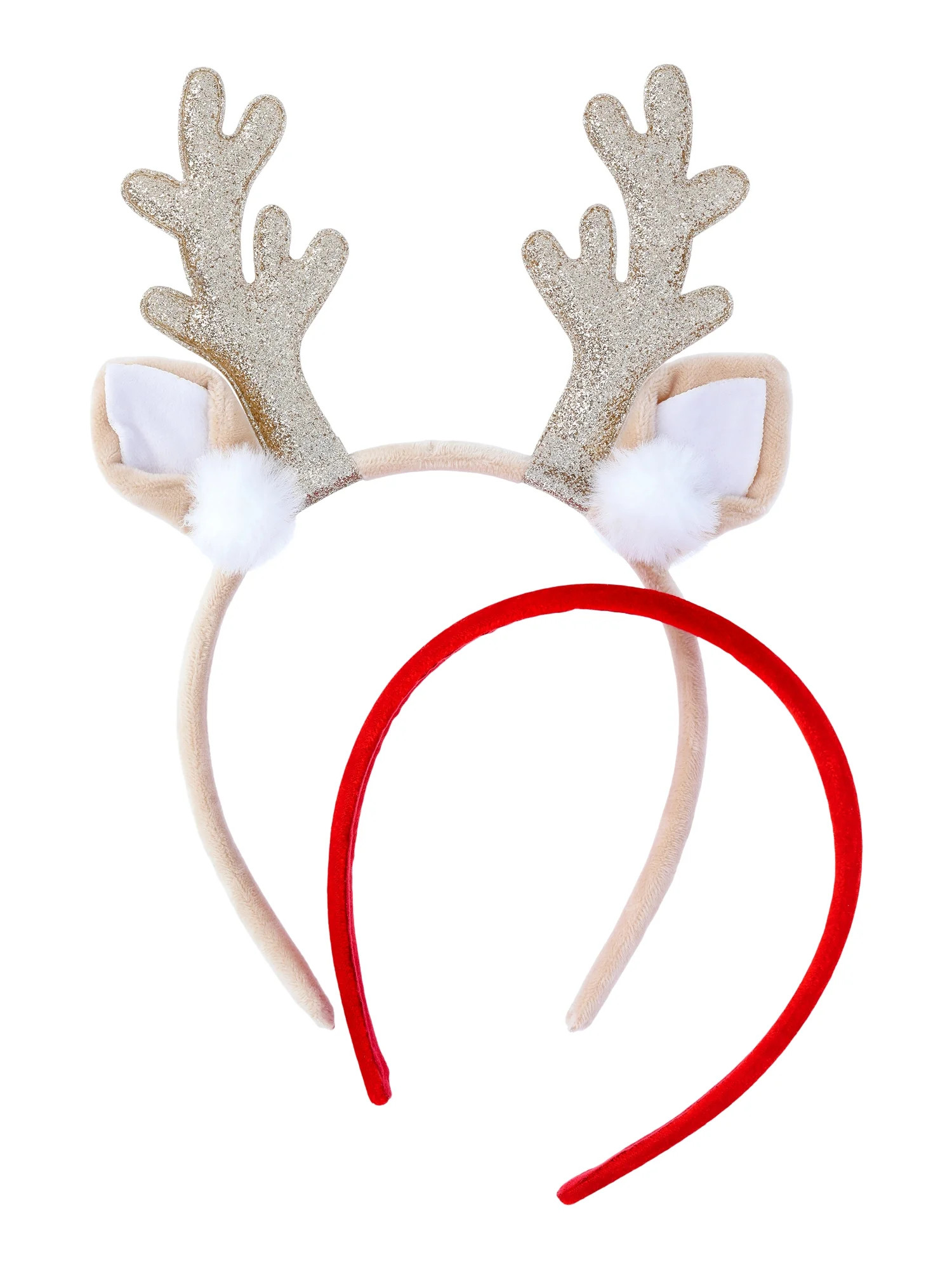 Wonder Nation Girls Antler and Velvet Headbands, 2-Piece Set, Tan/Red | Walmart (US)