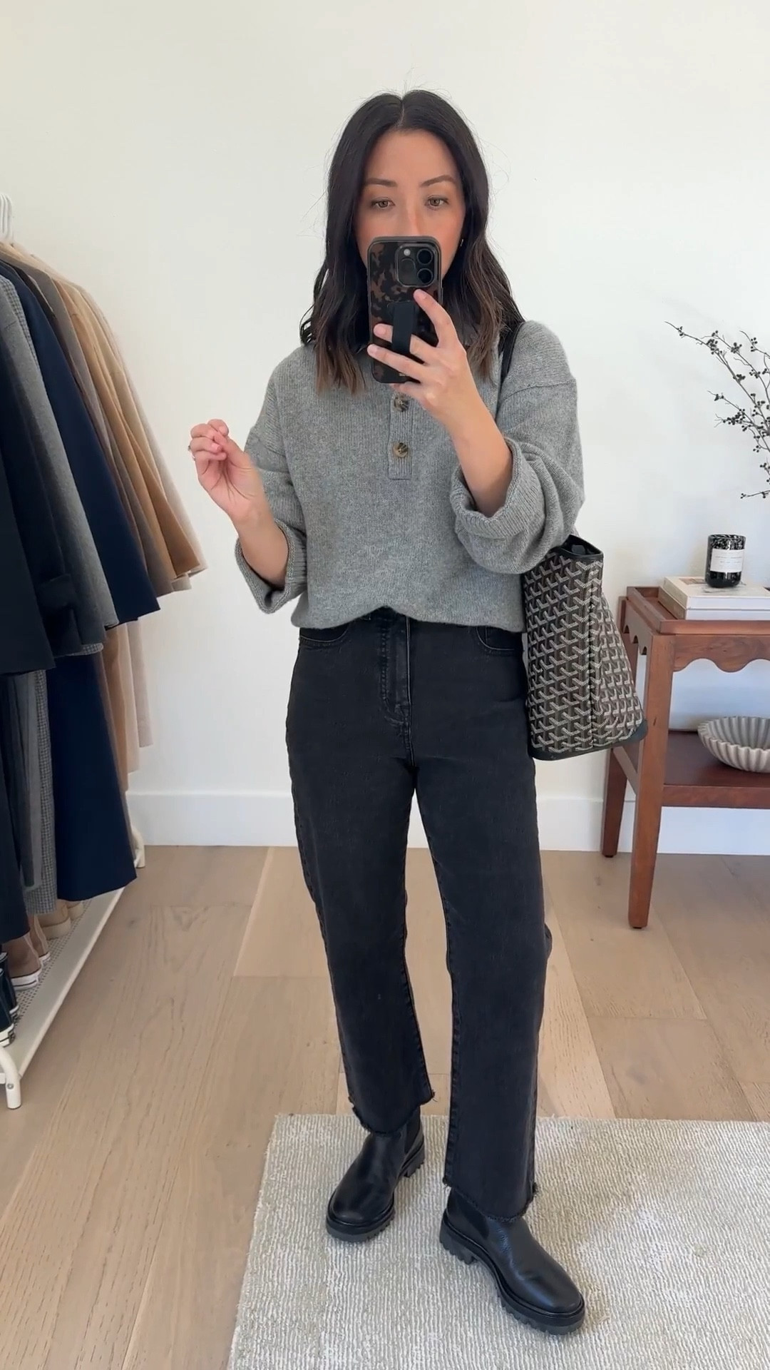 How to style lug sole boots. Winter boot outfit ideas. 

Reformation cashmere sweater xs. Runs big. Old
Madewell 90's jeans, cut hems 25. Old
Reformation lug sole boots 5.5
Goyard Artois tote
YSL sunglasses

Petite style, boots, winter style 

#LTKSeasonal #LTKPetite