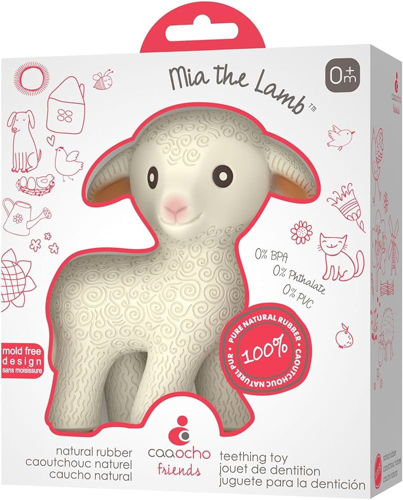 CaaOcho Pure Natural Rubber Teething Baby Toy - Mia The Lamb Teether for Babies, BPA Free Baby To... | Amazon (US)