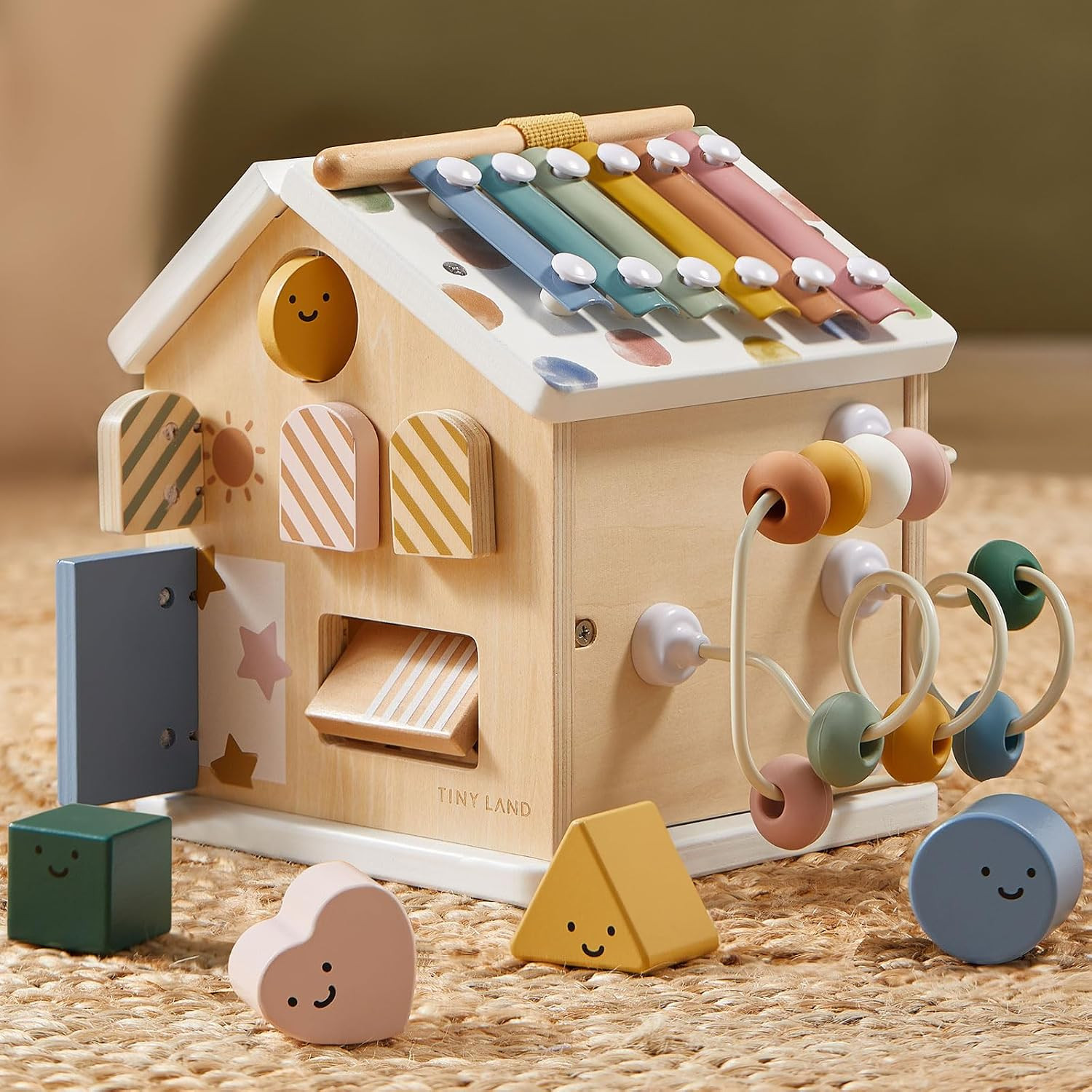 Tiny Land 9-in-1 Wooden Activity Cube, Educational Toy for Toddlers | Amazon (US)