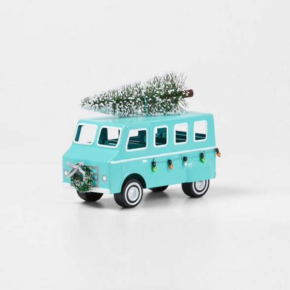 Small Metal Van with Christmas Tree on Top Decorative Figurine Mint - Wondershop™ | Target