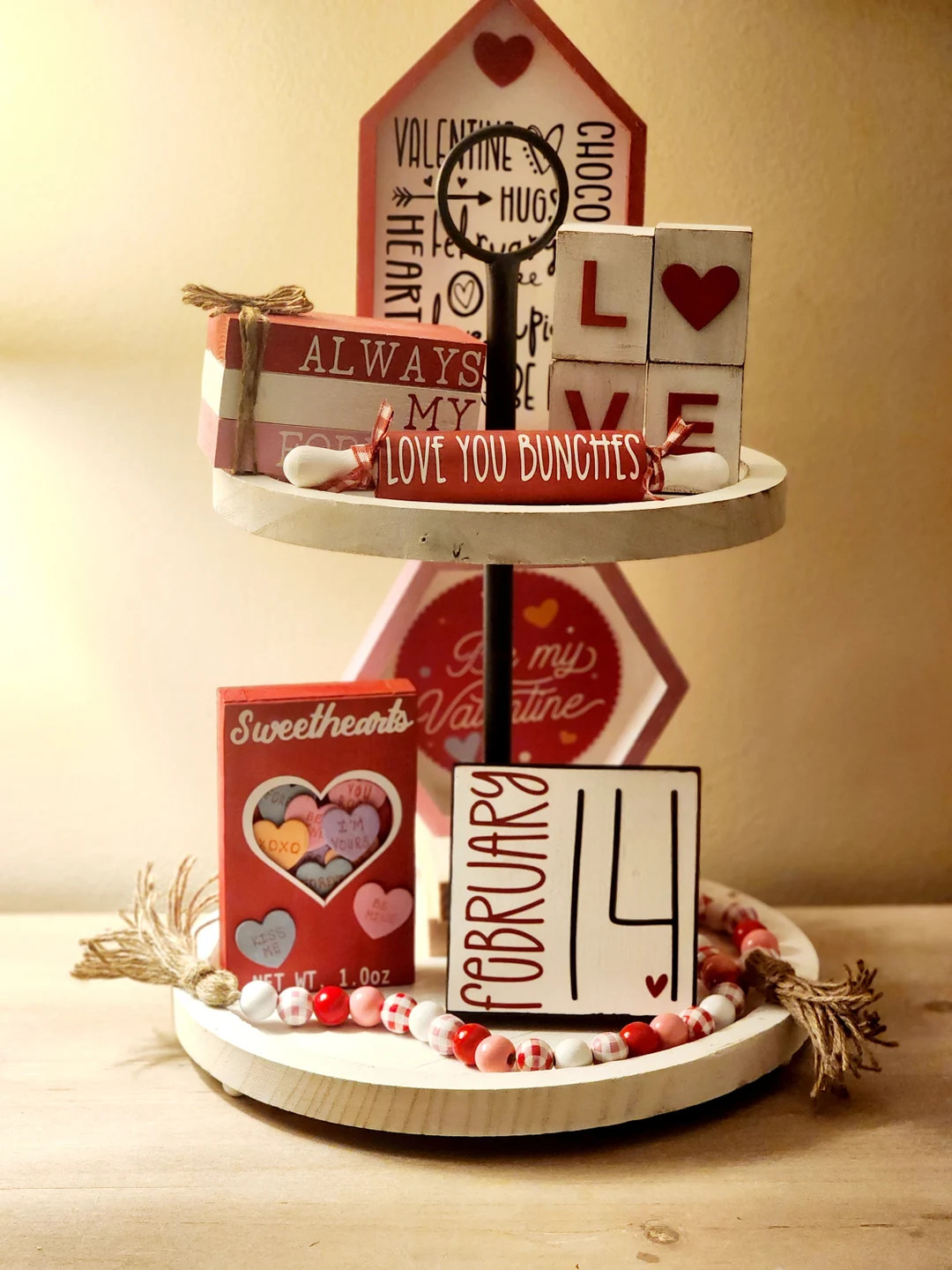 Valentines Tier Tray Decor Set of 8 Pieces Hearts and Love - Etsy | Etsy (US)