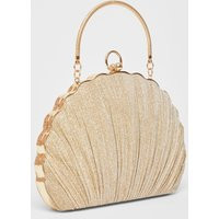 Gold Shimmer Pleated Shell Bag | Debenhams UK