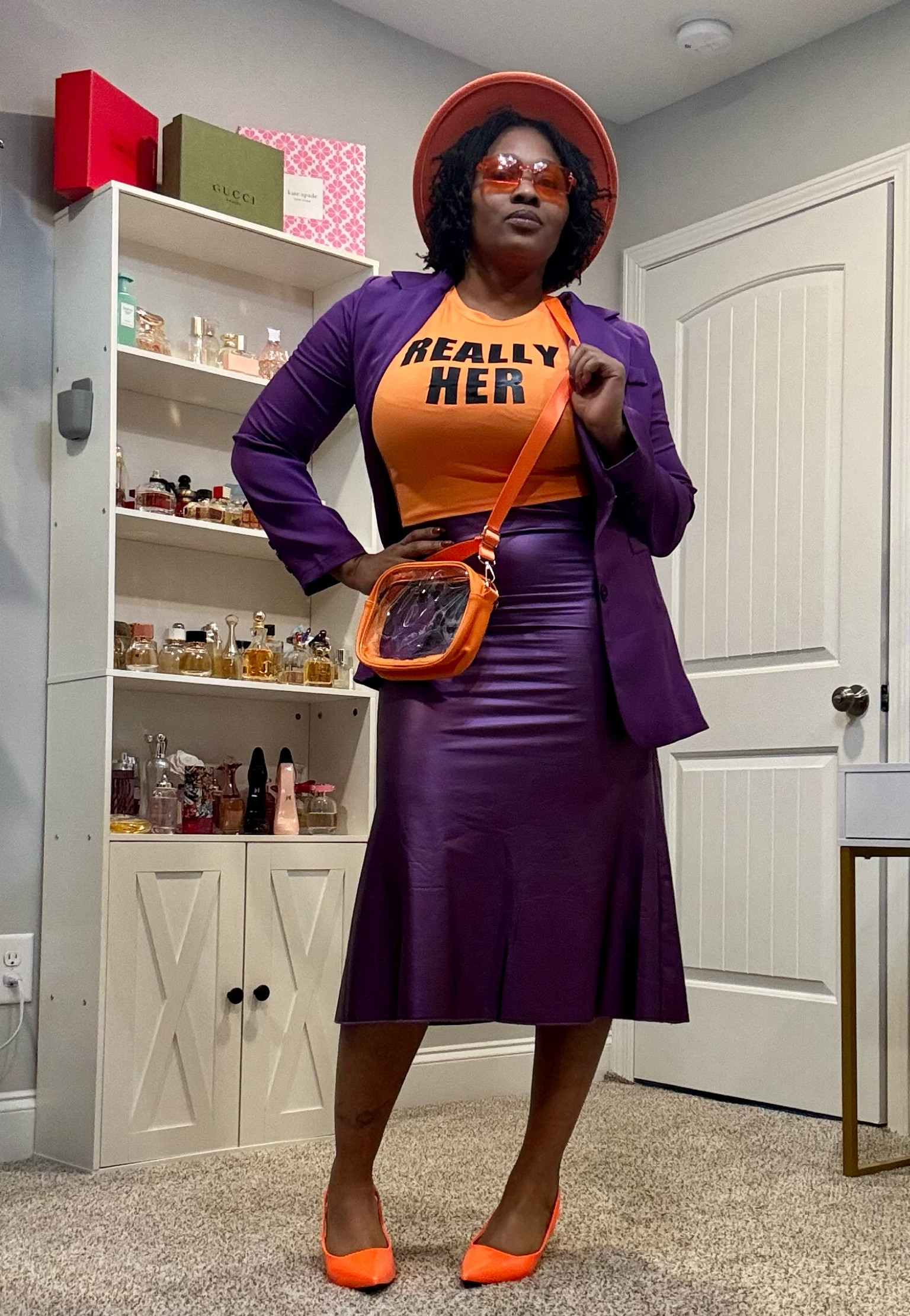 I absolutely LOVE this color combination 🧡🧡💜💜

Top, Blazer & Skirt are a L

#LTKStyleTip #LTKPlusSize #LTKOver40