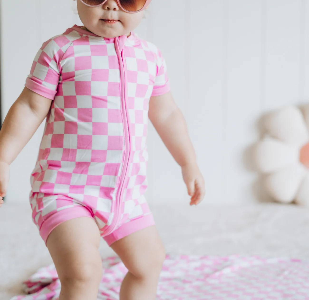 BUBBLEGUM CHECKERS DREAM SHORTIE | Dream Big Little Co.