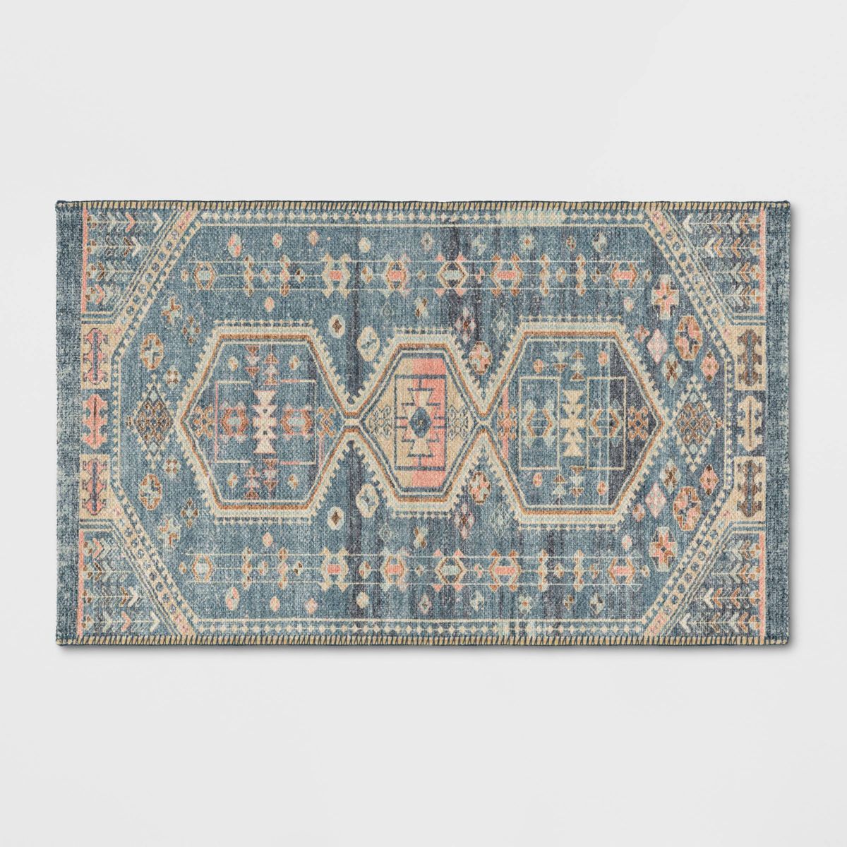 2'3"x3'9" Washable Persian Style Medallion Accent Rug Blue - Threshold™ | Target