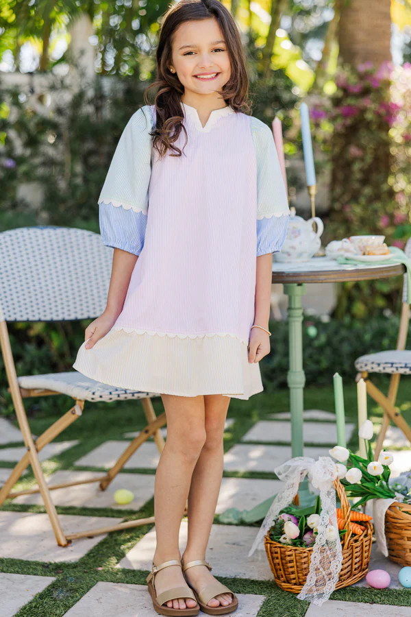 Girls: On Edge Pink Multi Striped Dress | The Mint Julep Boutique