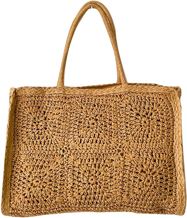 Handwoven Straw Vintage Purse Bag Bohemian Large Straw Beach Bag Chic Casual Handbag Shoulder Bag... | Amazon (US)