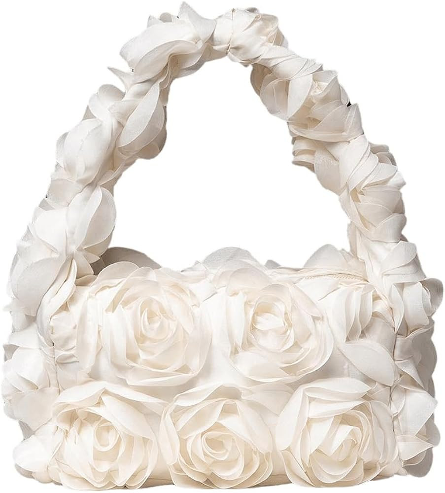 Verdusa Women's 3D Flower Clutch Handbags Rose Evening Purse Top Handle Bags | Amazon (US)