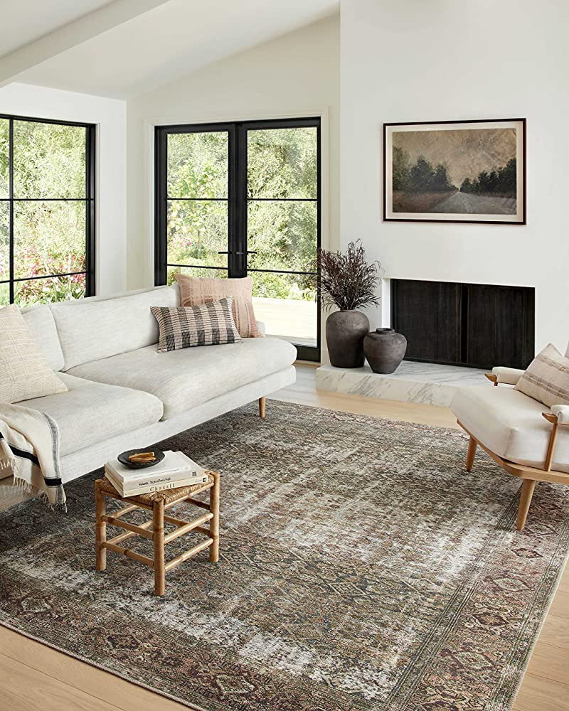 Amber Lewis x Loloi Georgie Collection GER-07 Moss / Salmon 2'6" x 7'6" Runner | Amazon (US)