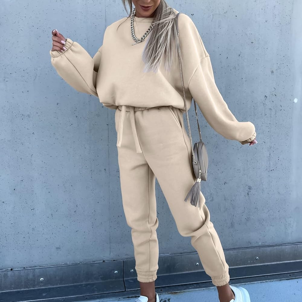 Hemlock Women Solid Color Sweatsuits Long Sleeve Hoodie Sweatshirts Pullovers Long Sweatpants Tracks | Amazon (US)