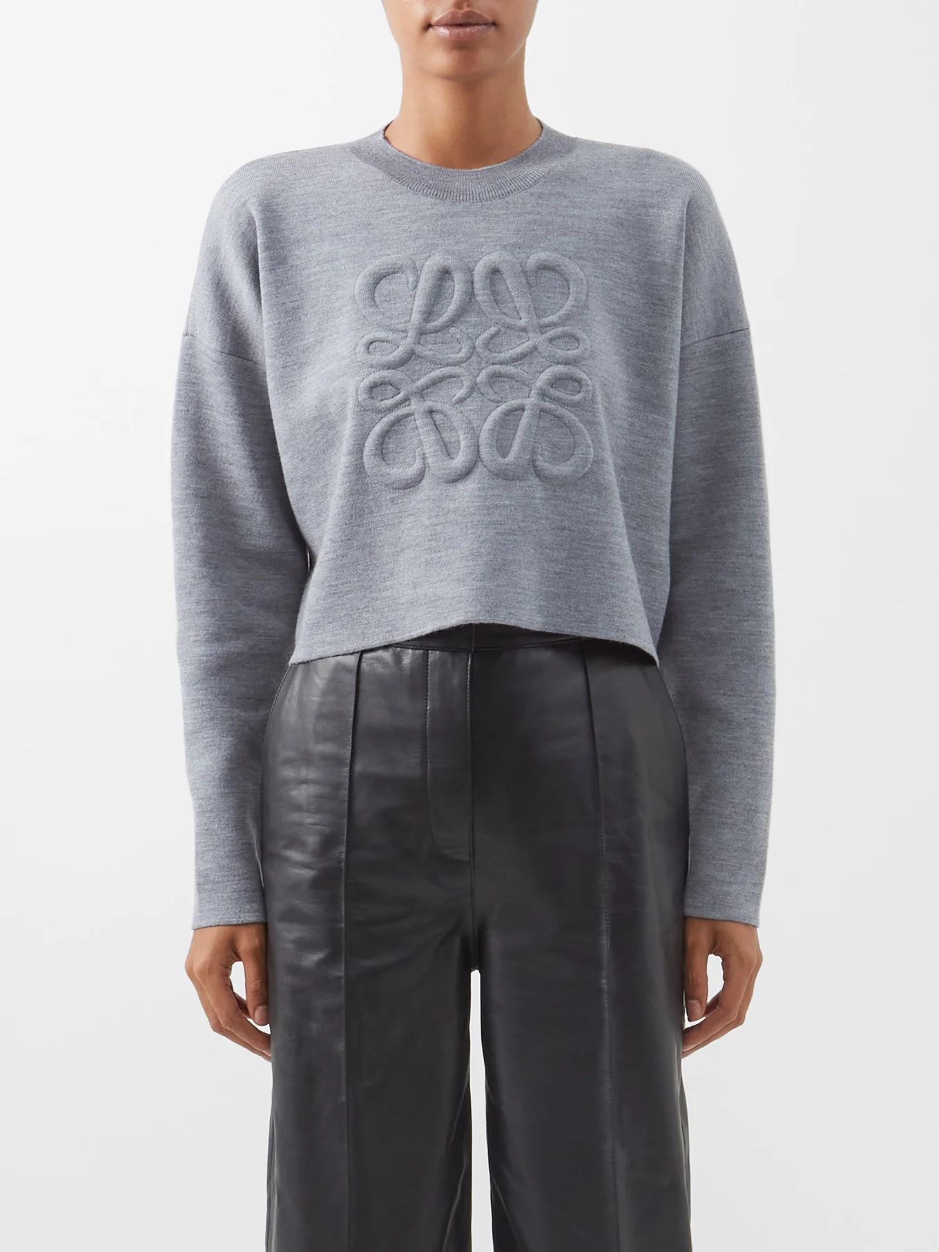 Anagram-padded wool-blend cropped sweater | LOEWE | Matches (US)