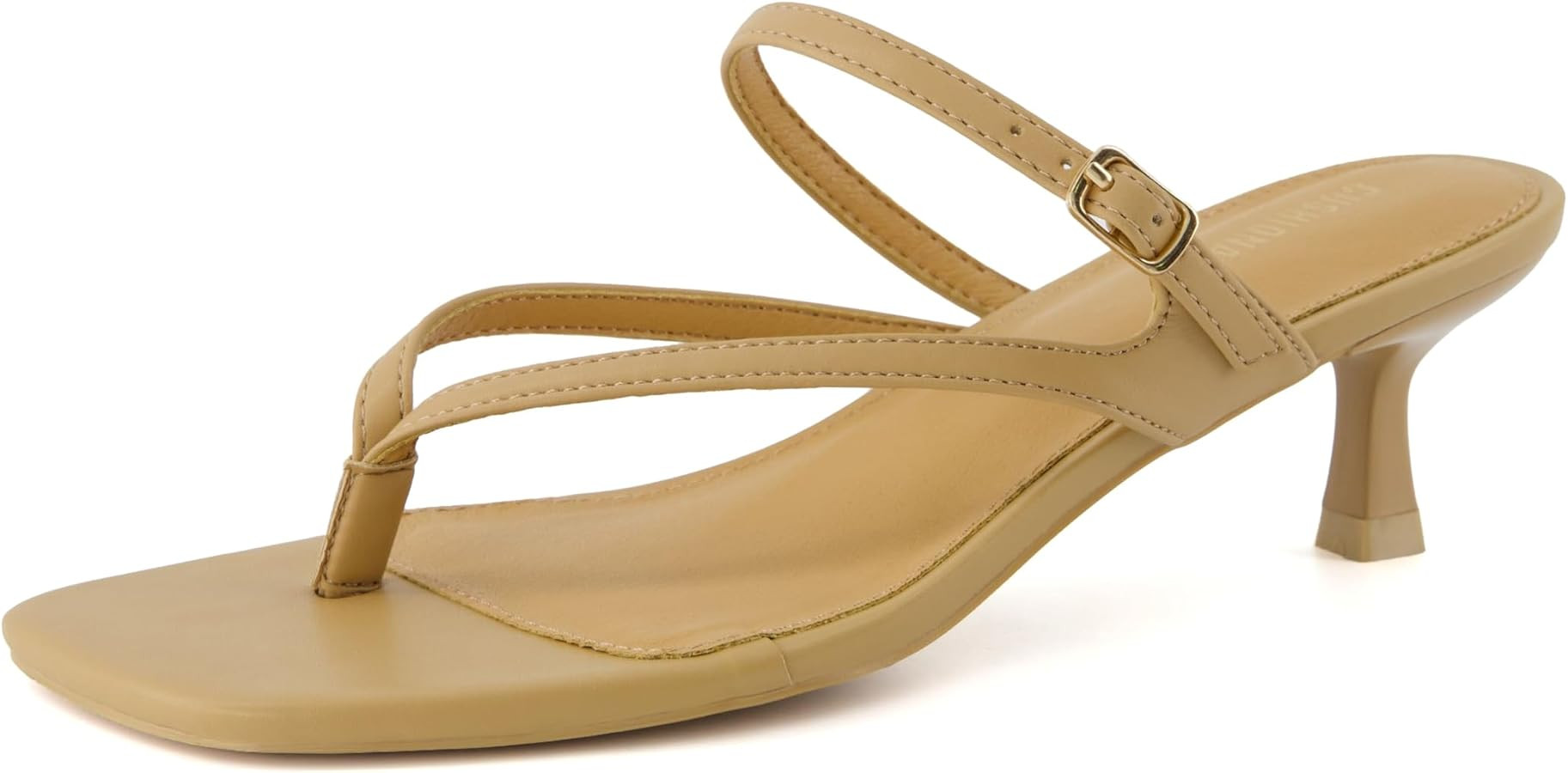 CUSHIONAIRE Women's Madrid Strappy Kitten Heel Sandals +Memory Foam, Wide Widths Available | Amazon (US)