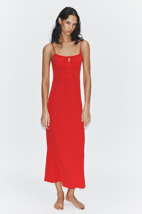 FLOWY STRAPPY MIDI DRESS | Zara US