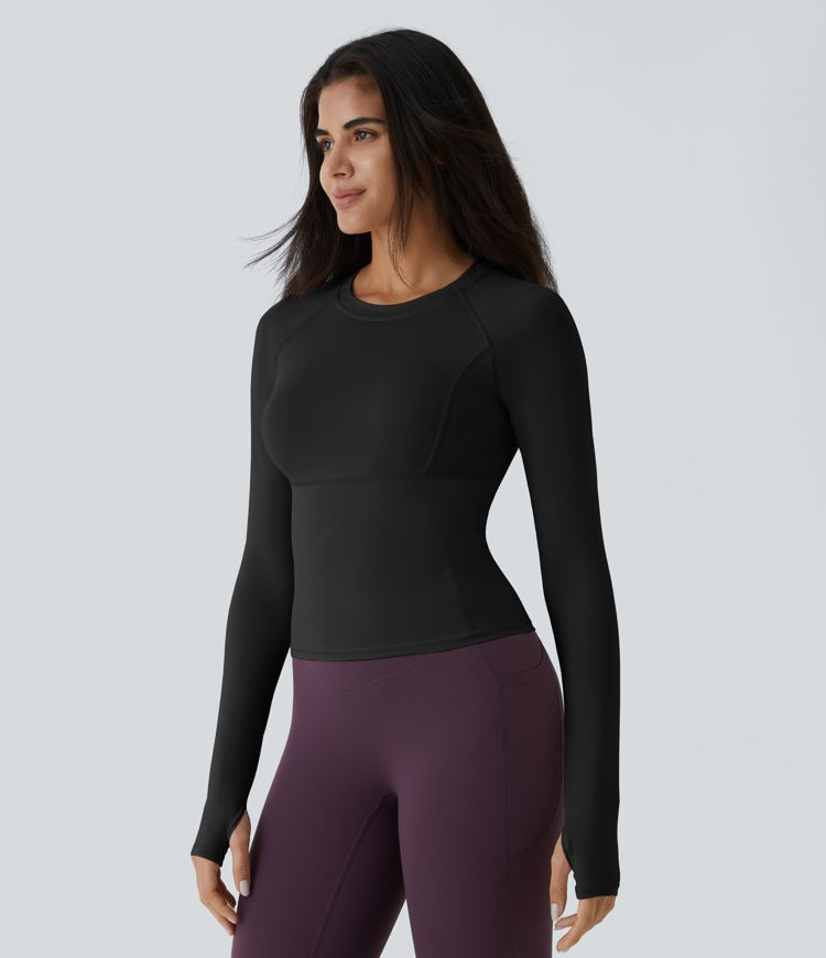 Solid Thumb Hole Yoga Sports Top | HALARA