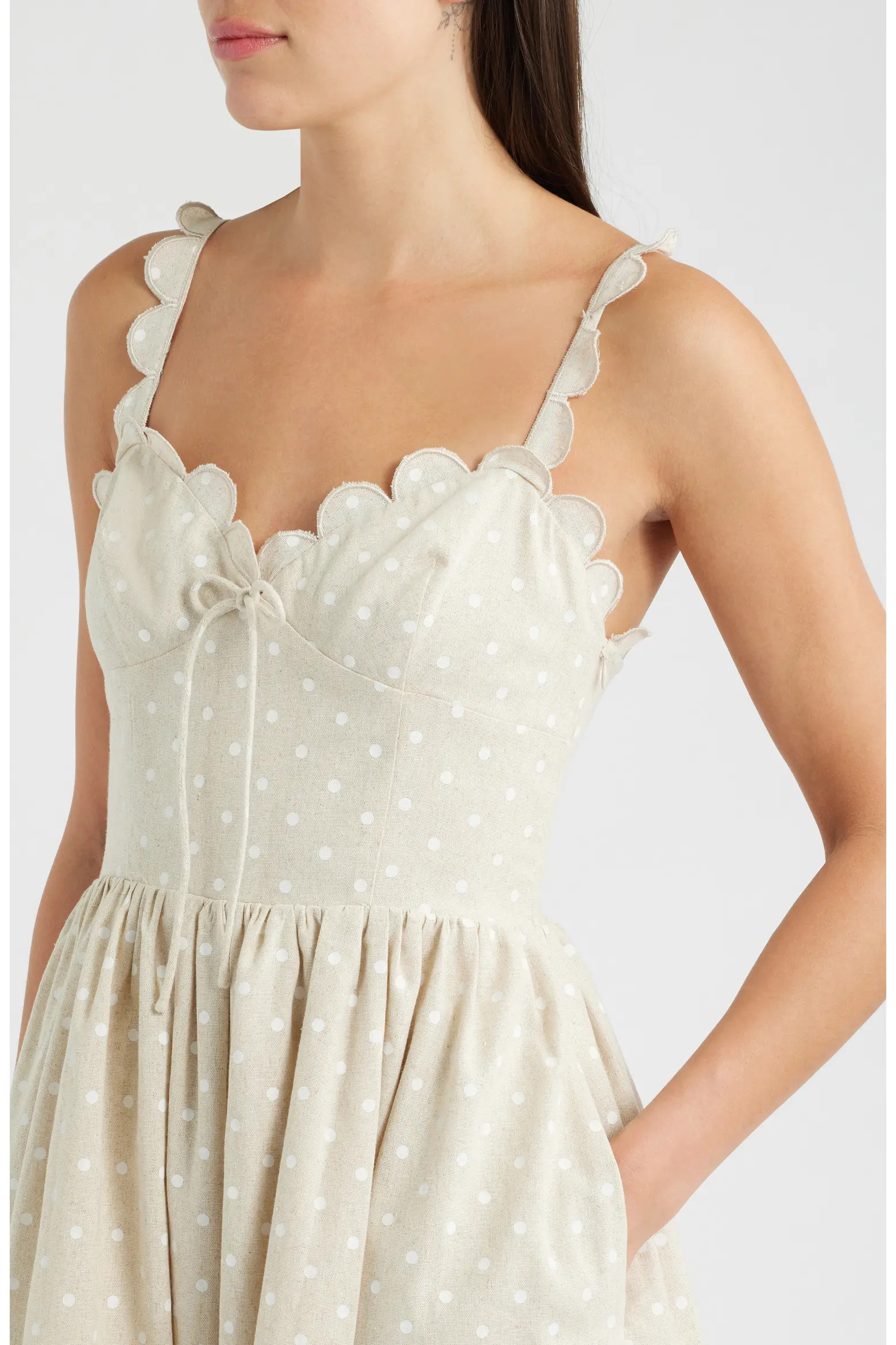En Saison Elise Polka Dot Scallop Midi Dress (Women) | Nordstrom | Nordstrom