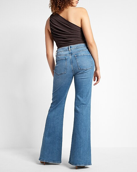 Mid Rise Medium Wash 70s Flare Jeans | Express