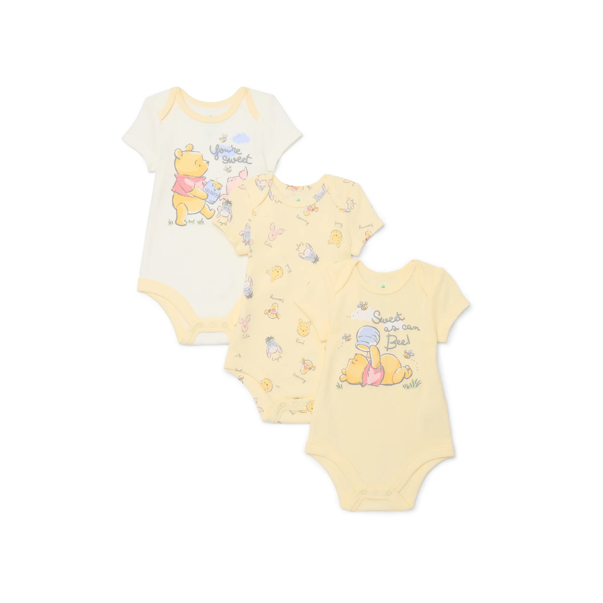 Disney Baby Wishes + Dreams Winnie the Pooh Baby Boys or Girls Bodysuit, 3-Pack, Sizes Newborn-18... | Walmart (US)
