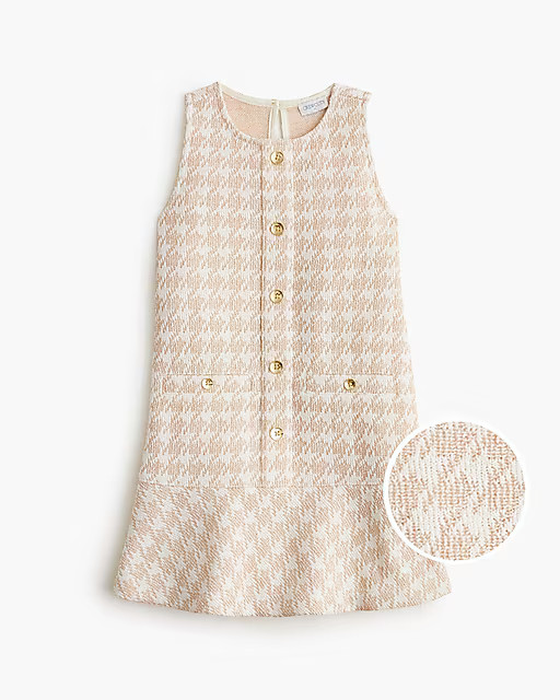 Girls' shimmer houndstooth button-front dress | J.Crew Factory