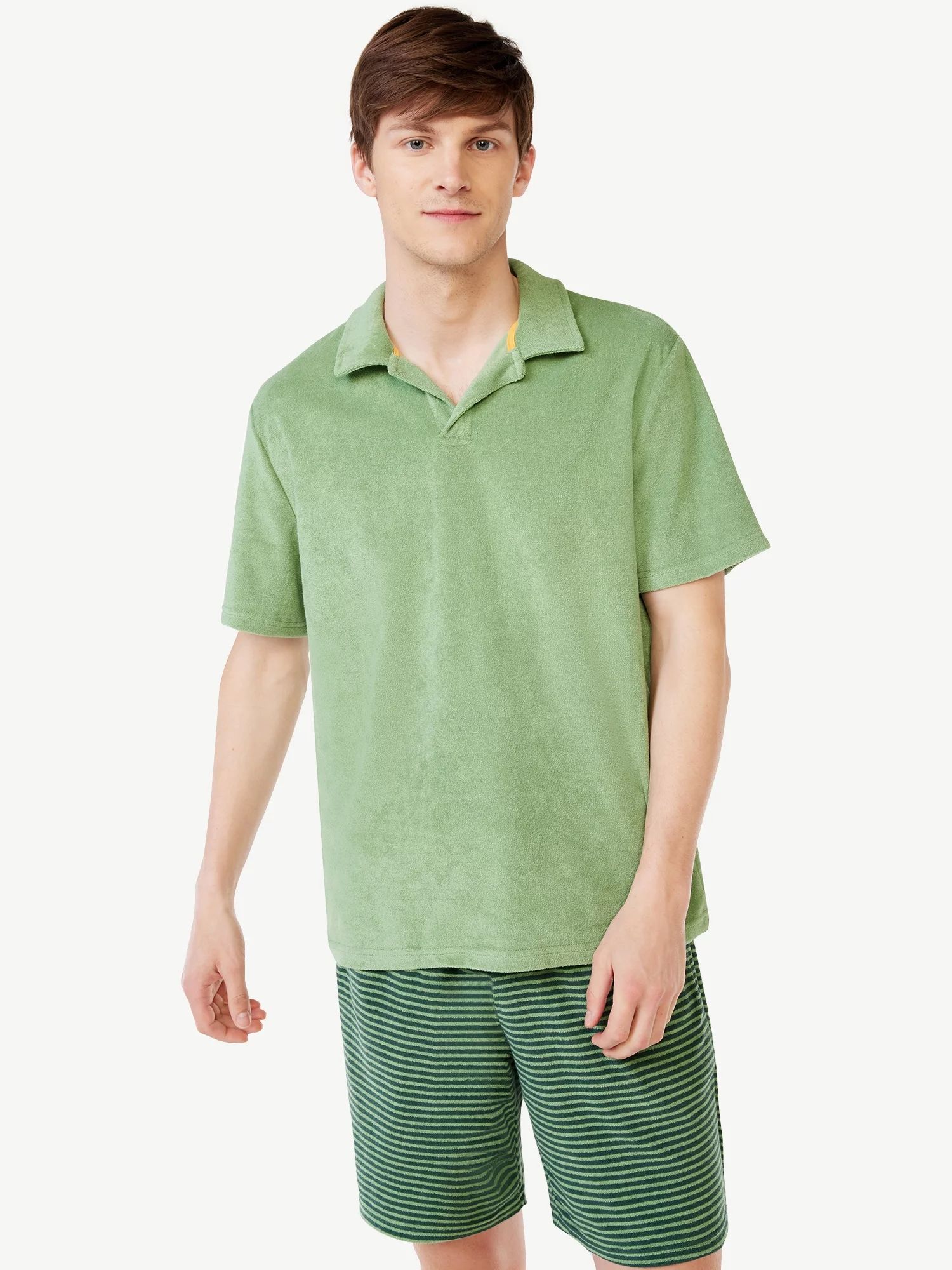 Free Assembly Men's Towel Terry Polo Shirt with Short Sleeves | Walmart (US)