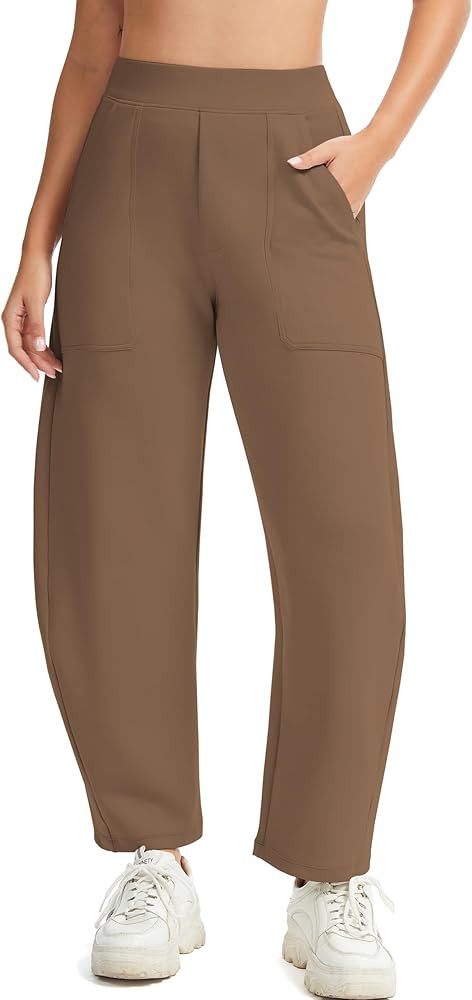 Womens Baggy Wide Leg Pants Barrel Leg Sweatpants Casual Elastic Waisted Stretch Travel Pants wit... | Amazon (US)