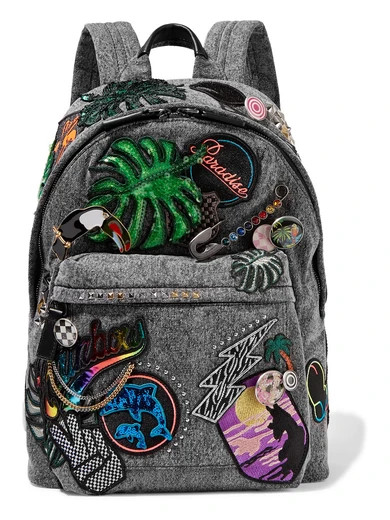 Marc Jacobs - Paradise Biker Embellished Denim Backpack - Dark gray | NET-A-PORTER (US)