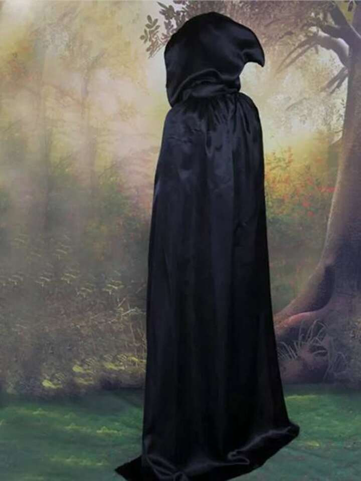 Halloween Costume Black Hooded Cloak Cape With Cap, Long | SHEIN