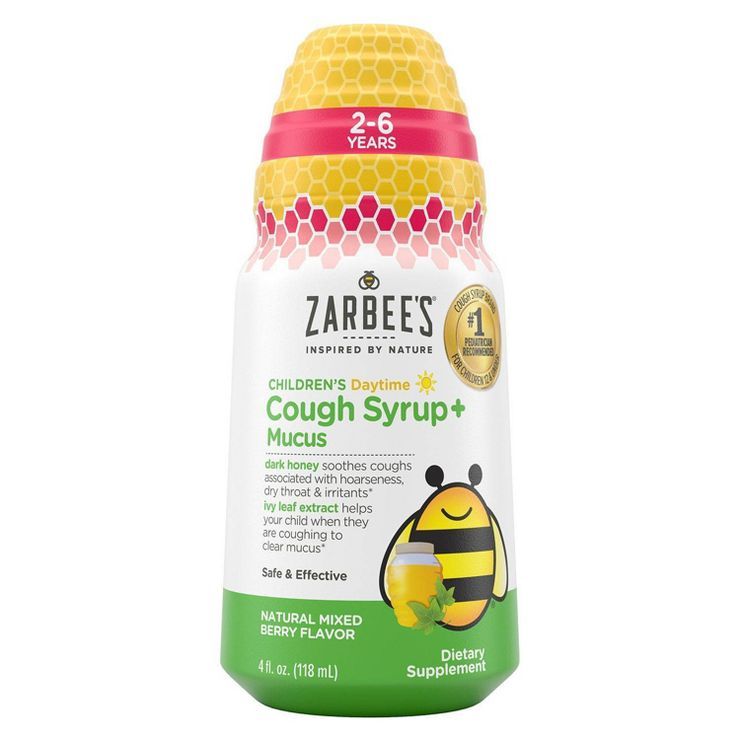 Zarbee’s Kids Cough + Mucus Daytime with Honey, Ivy Leaf, Zinc & Elderberry - Mixed Berry - 4 f... | Target