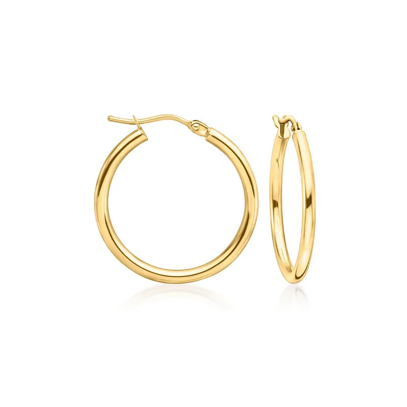 Italian 2mm 14kt Yellow Gold Hoop Earrings. 7/8" | Ross-Simons
