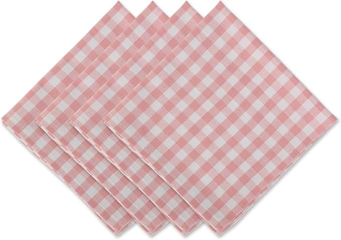 DII Gingham Check Tabletop Collection, Pink, Napkin Set | Amazon (US)