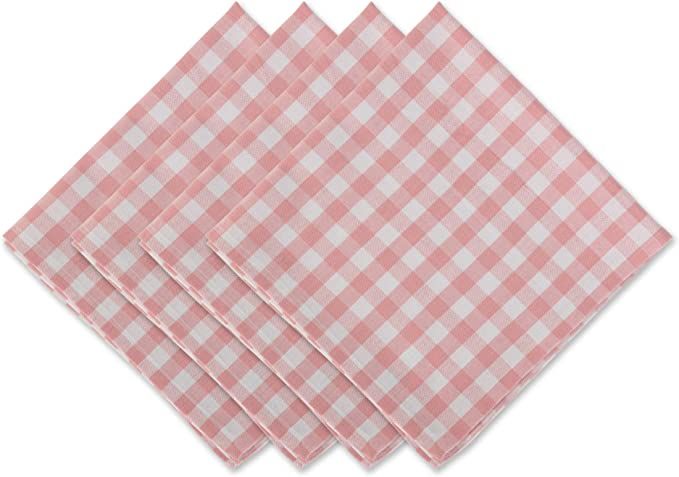 DII Gingham Check Tabletop Collection, Pink, Napkin Set | Amazon (US)