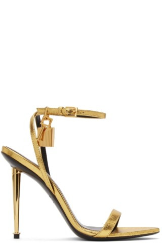 Gold Padlock Heeled 105 Sandals | SSENSE