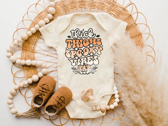 Spooky Vibes Baby Girl Halloween Outfit Sweatshirt Romper 1st - Etsy | Etsy (US)