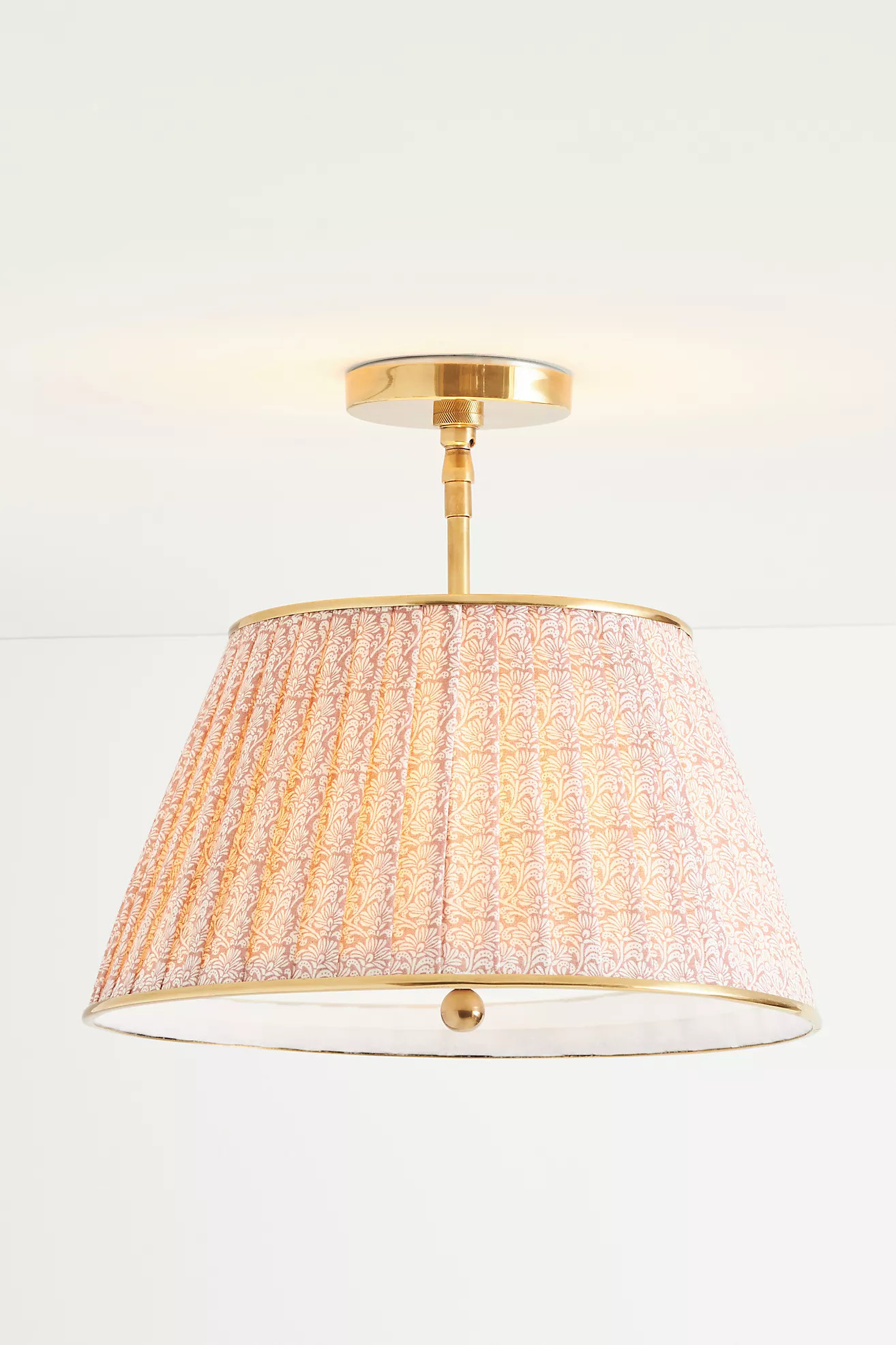 Lee Brass 16" Ruched Printed Semi-Flush Mount Light | Anthropologie (US)