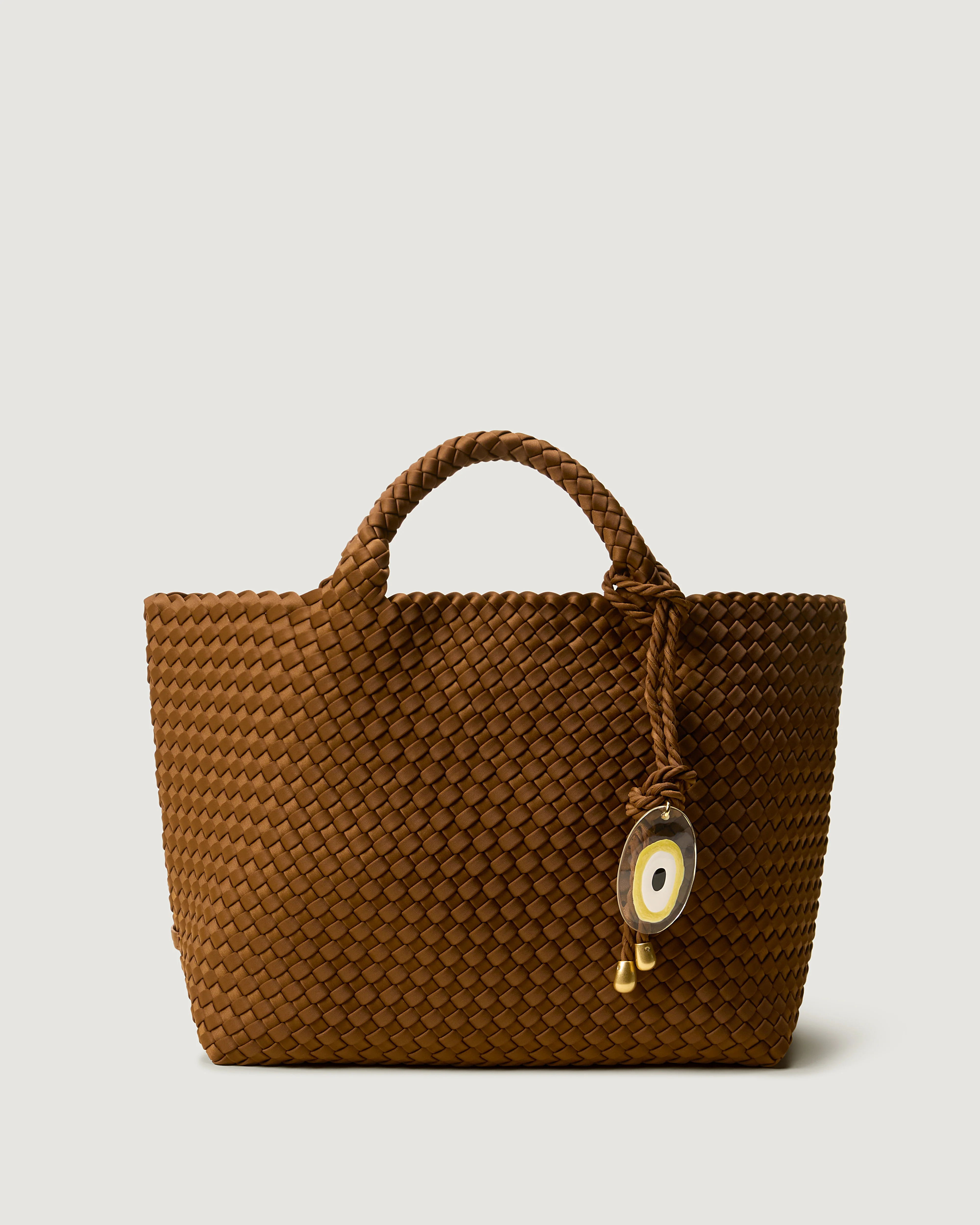 St. Barths Medium Tote with Evil Eye Charm | Teak | Naghedi