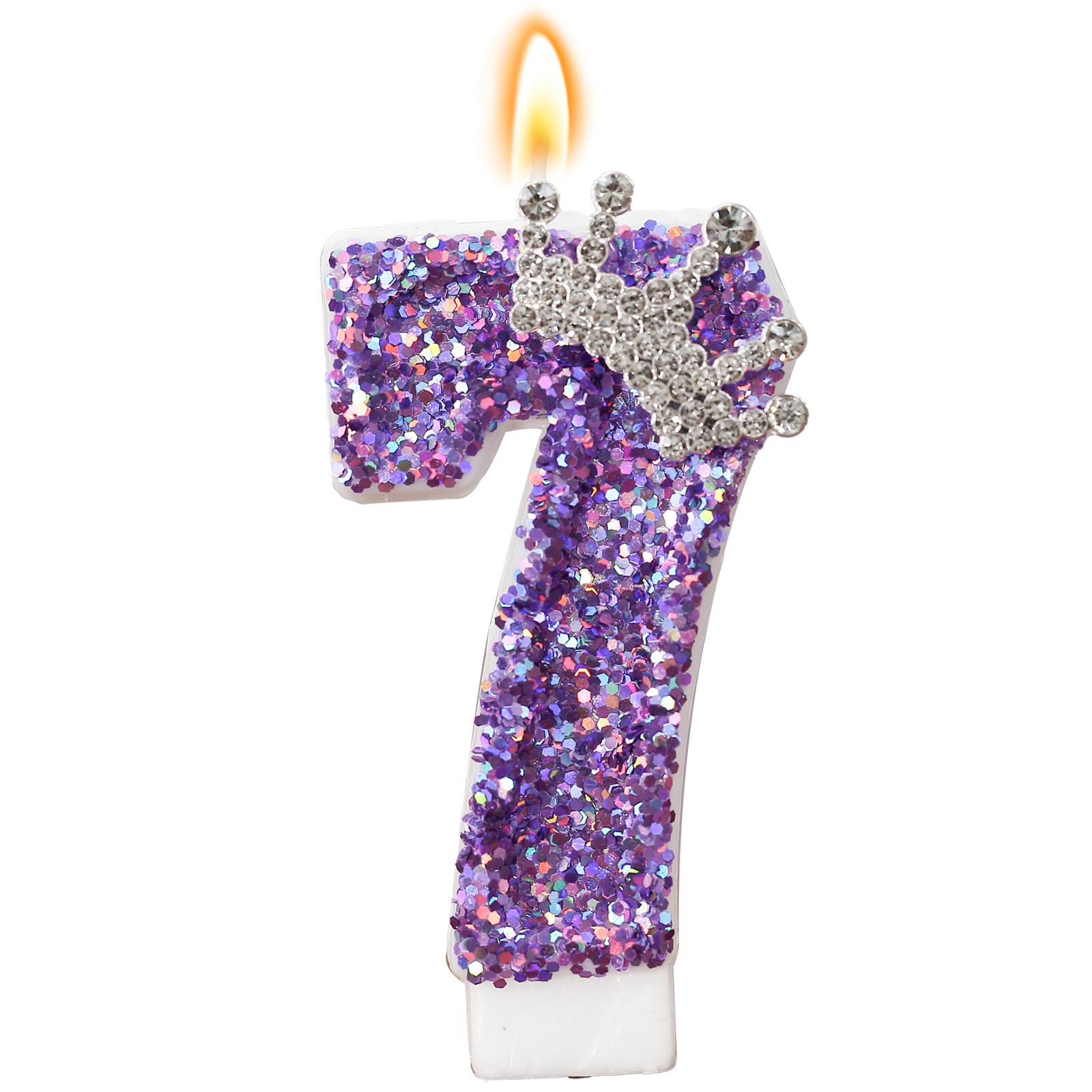 Birthday Number Candles,Purple Crown Birthday Candles for Cake,Glitter Number 7 Candle Cake Toppe... | Amazon (US)