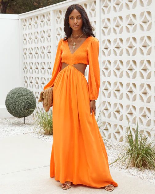 Pina Smocked Cutout Maxi Dress - Orange - FINAL SALE | VICI Collection