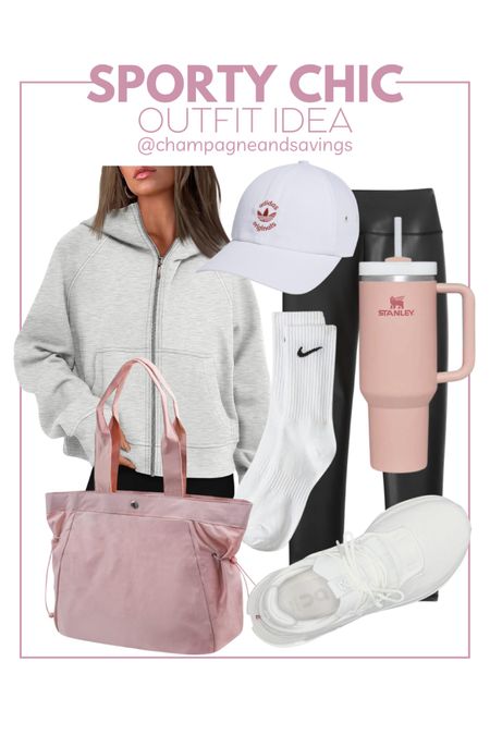 Sporty chic, sporty outfit, sporty mom vibes! Featuring lots of Amazon fashion finds! The cutest lululemon scuba hoodie for less, best Amazon leggings, white onclouds, pink Stanley cup, and more athleisure finds!

#LTKstyletip #LTKfindsunder50 #LTKfitness