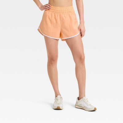 Women's Woven Mid-Rise Run Shorts 3" - All In Motion™ Melon Orange S | Target