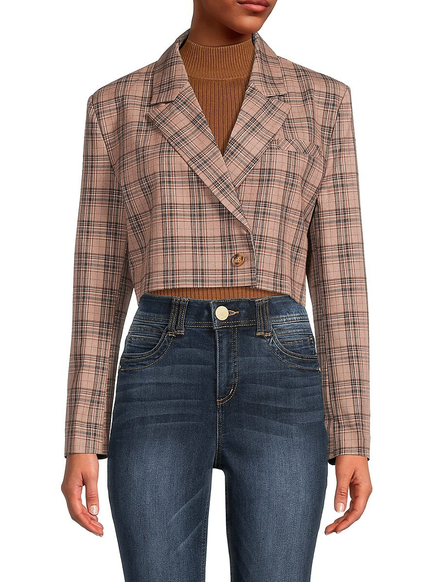 Lea & Viola Women's Plaid Cropped Blazer - Pink Plaid - Size L | Saks Fifth Avenue OFF 5TH