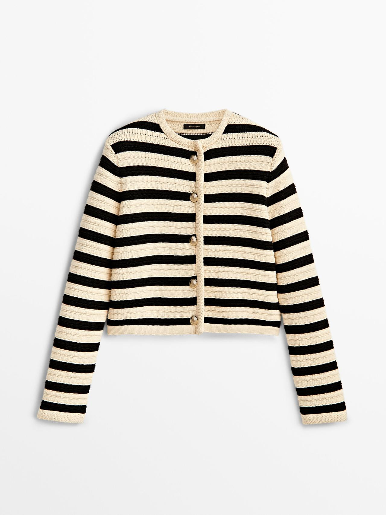 Striped knit cardigan with buttons | Massimo Dutti US