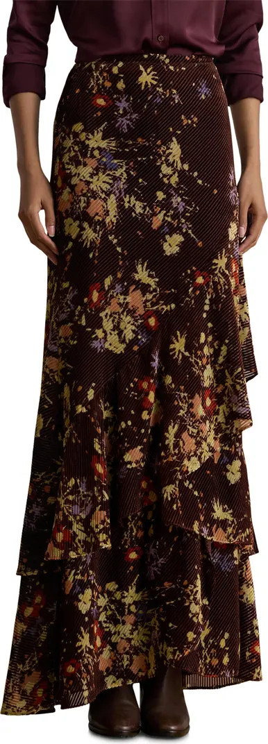 Lauren Ralph Lauren Tiered Floral Velvet Burnout Maxi Skirt | Nordstrom | Nordstrom