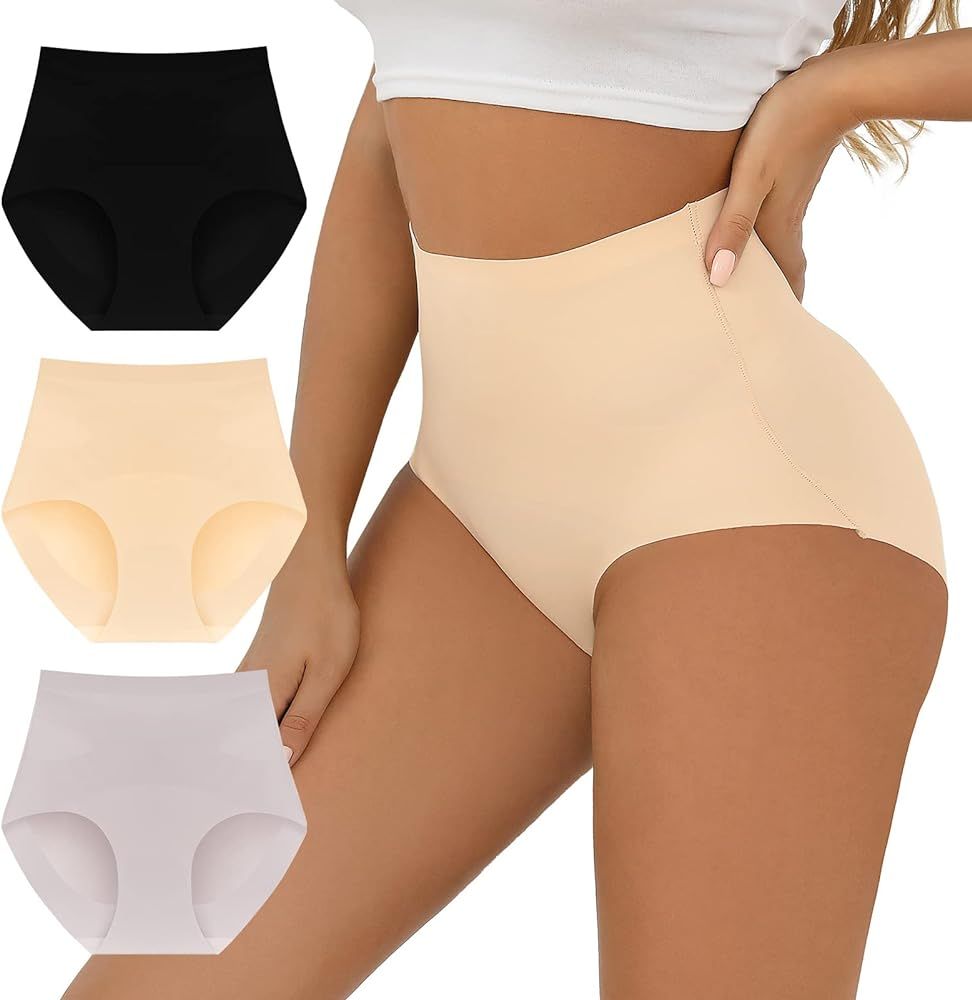FallSweet No Show Tummy Control Underwear for Women High Waisted Panties Comfy Briefs Pack | Amazon (US)