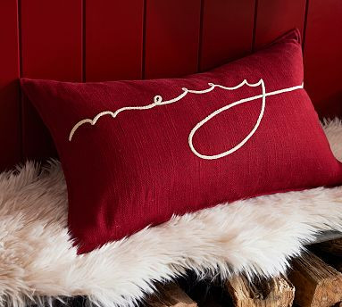 Merry Lumbar Pillow | Pottery Barn (US)