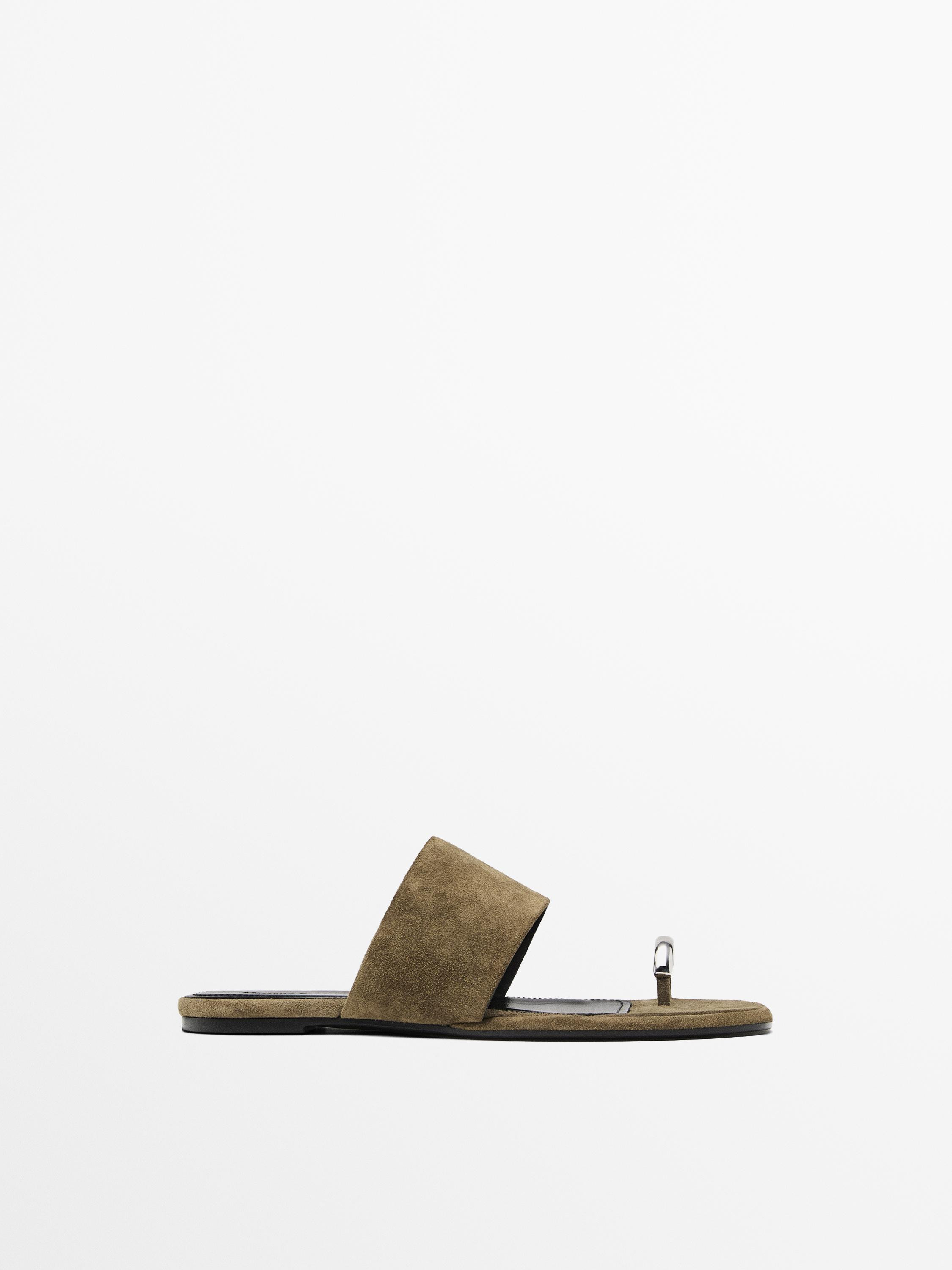 NEW INSplit suede flat slider sandals with ring detail
    
 $200.00  Add to basket  SELECT SIZE | Massimo Dutti US
