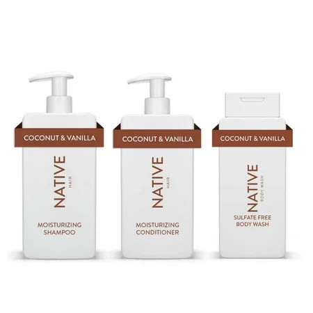 Native Coconut and Vanilla Sulfate Free Shampoo, Conditioner, and Body Wash Bundle | Walmart (US)